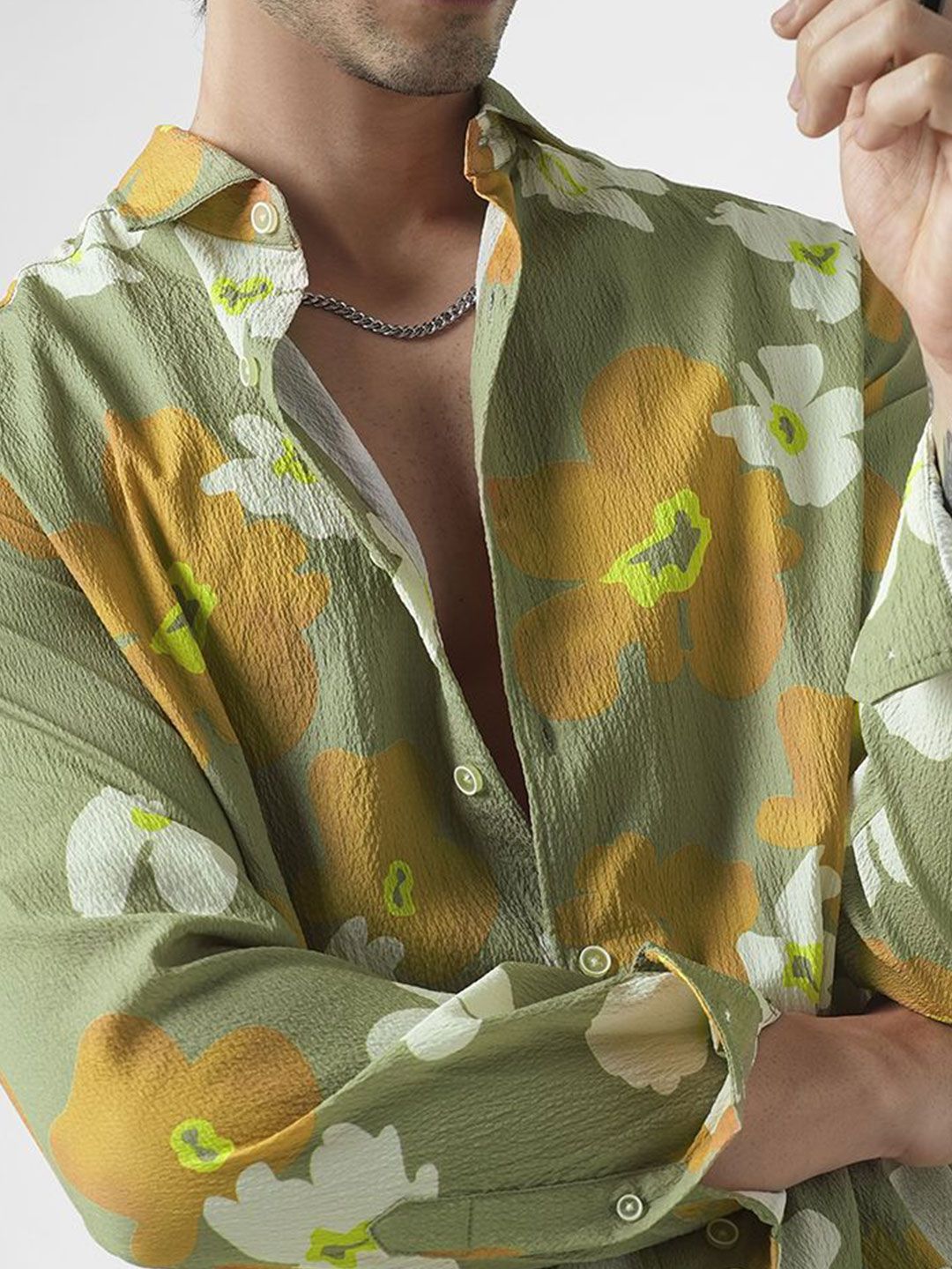 VASTRADO Men Classic Spread Collar Floral Printed Slim Fit Casual Shirt