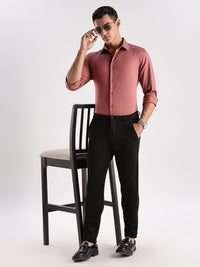 ADRO Men Slim Fit Solid Satin Casual Shirt