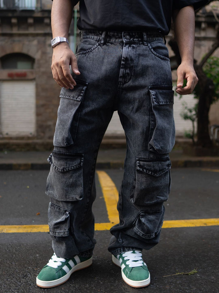 Powerlook Men Cotton Mid-Rise Baggy Fit Cargo Trousers