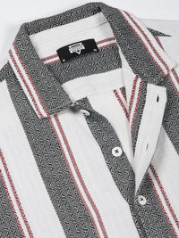 Thomas Scott Men Premium Spread Collar Vertical Striped Cotton Slim Fit Casual Shirt