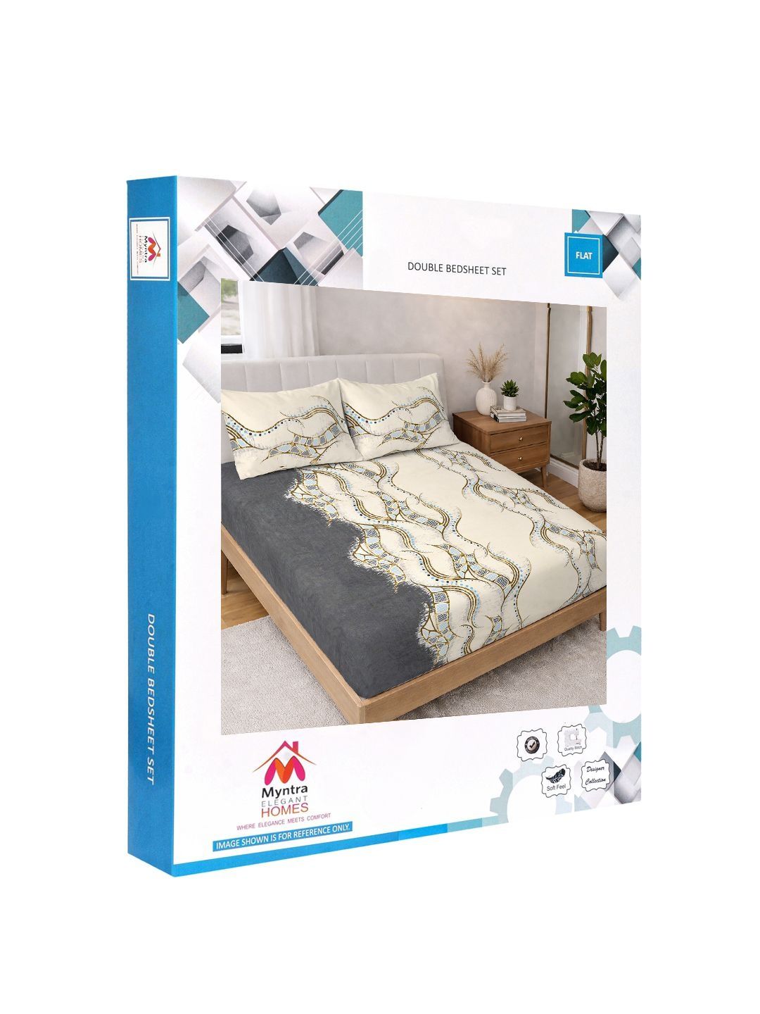 Myntra Elegant Homes Cream-Coloured 300 TC King Double Bedsheet with 2 Pillow Covers