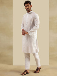 SOJANYA Ethnic Motifs Embroidered Mandarin Collar Mirror Work Kurta With Pyjamas
