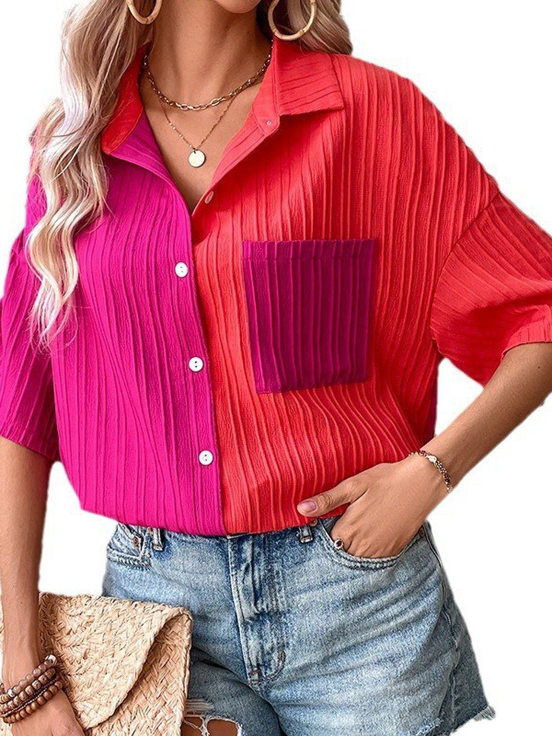 DressBerry Women Striped Extended Sleeves Shirt Style Top