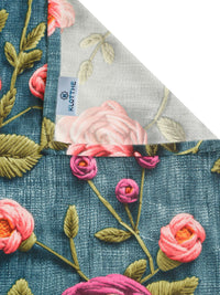 KLOTTHE Turquoise Blue Floral Printed Flat 300 TC Single Cadar 7D Dengan Sarung Bantal