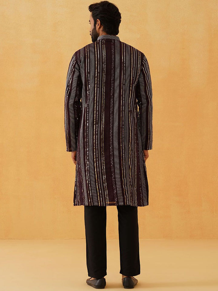 SOJANYA LUXE Men Embroidered Sequinned Georgette Kurta
