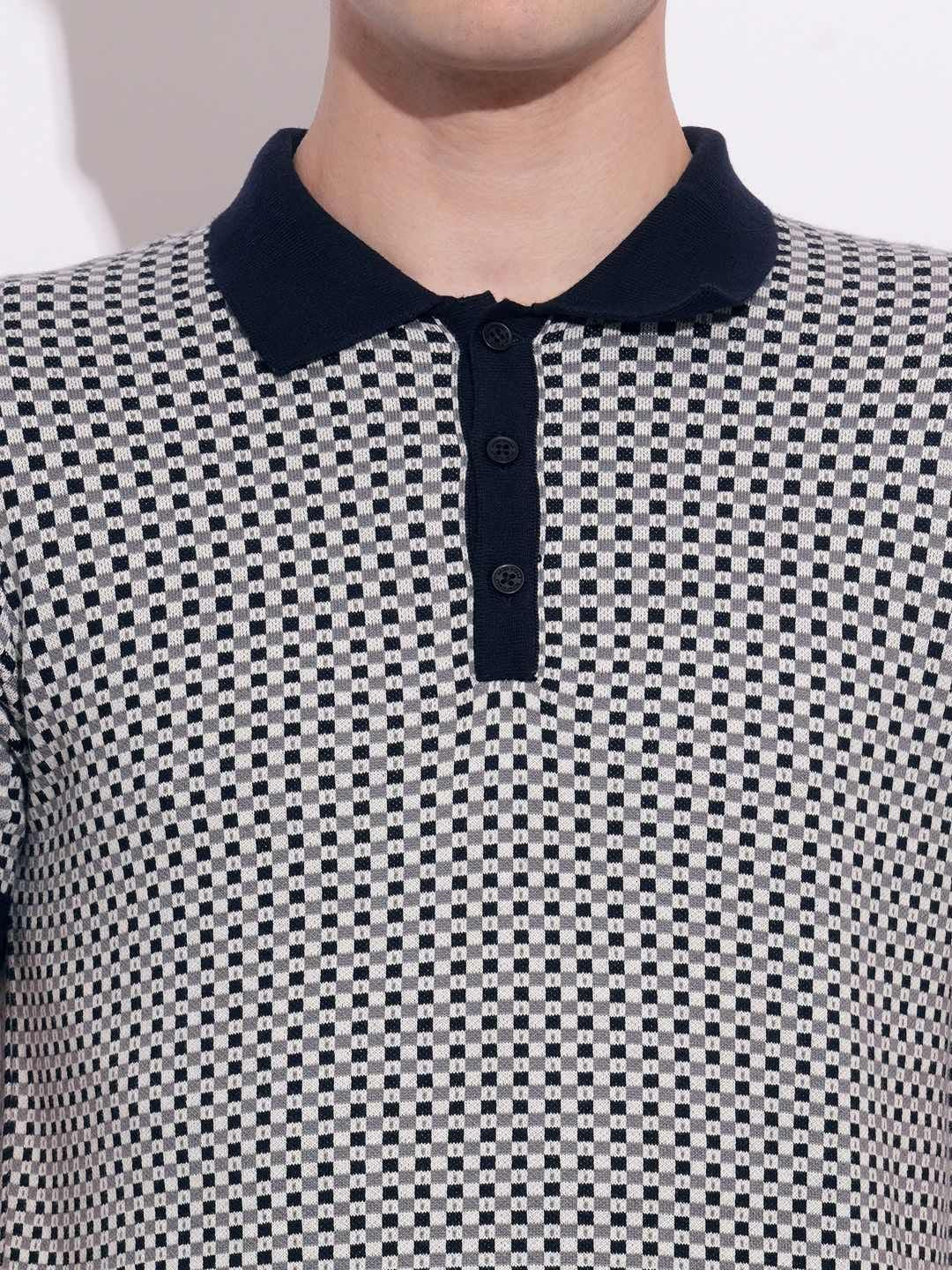 Being Human Men Checked Polo Collar T-shirt