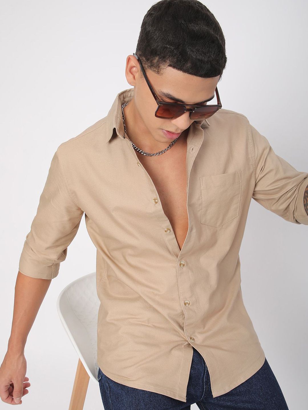 VASTRADO Men Classic Slim Fit Opaque Casual Shirt