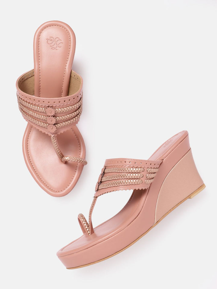 House of Pataudi Woven Design Wedge Heels