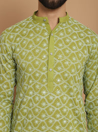Anouk Men Green Printed Mirror Work Kurta