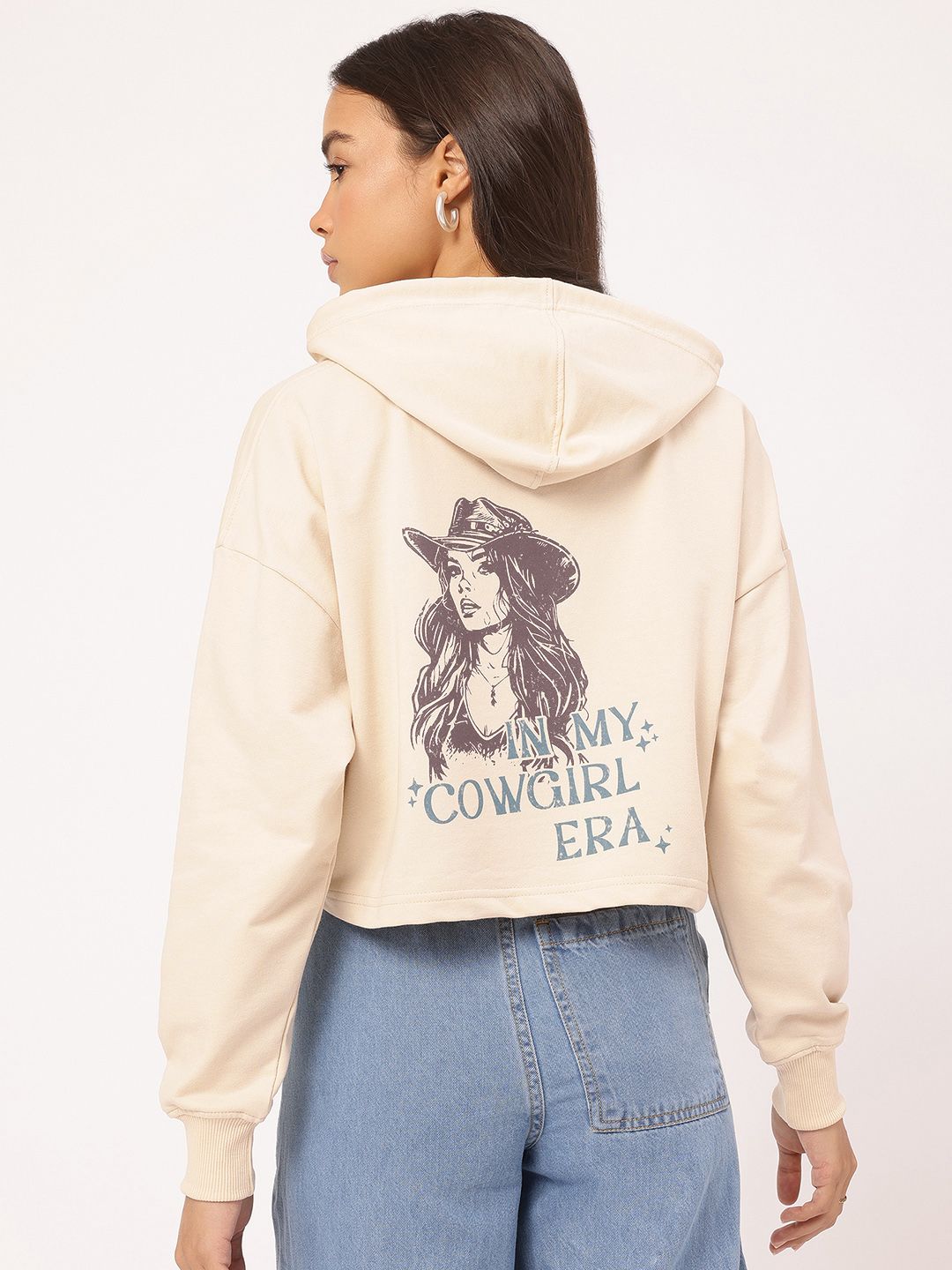DressBerry Printed Drop-Shoulder Crop Sweatshirt