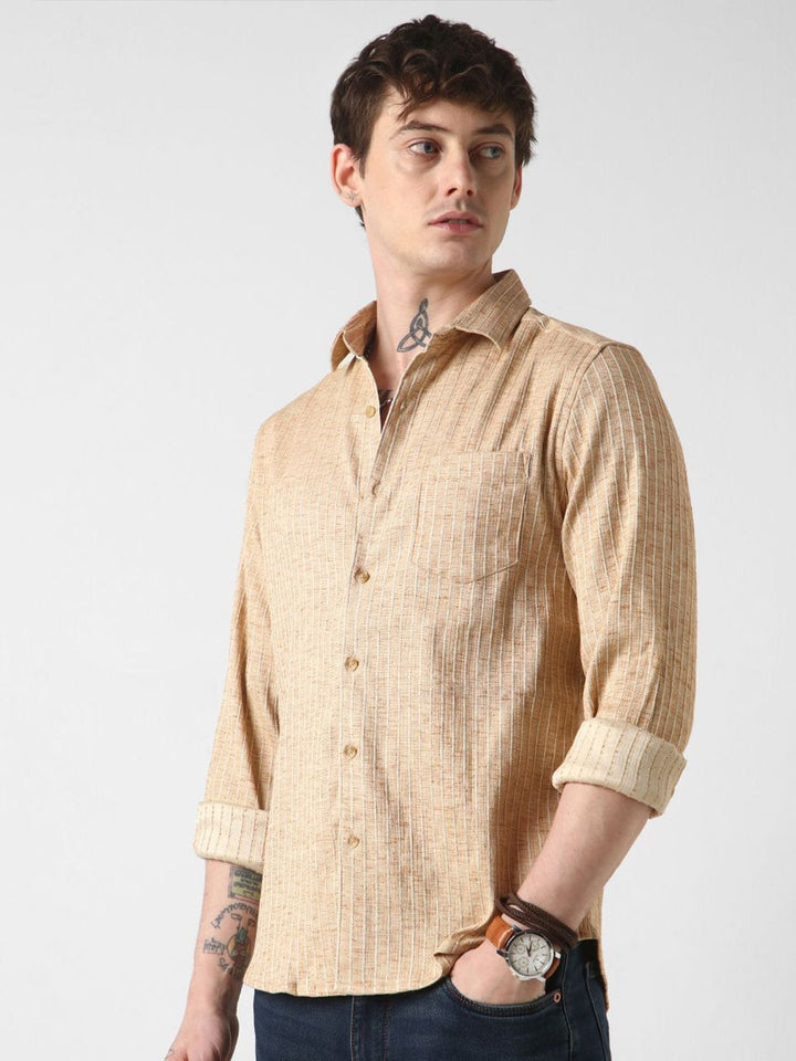 VASTRADO Men Classic Slim Fit Opaque Striped Casual Shirt
