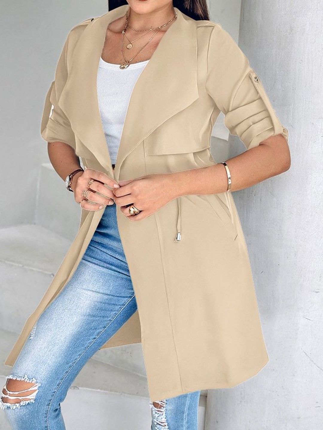 all about you Longline Open Front Spred Collar Jacket