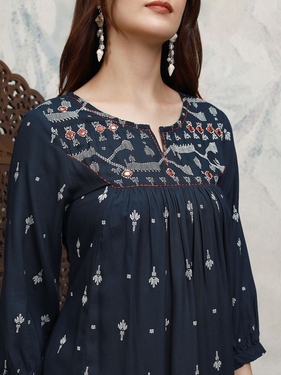 Vishudh Women Ethnic Motifs Printed A-Line Maxi Dress