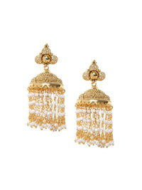 Anouk Gold Plated Cubic Zirconia Studded Dome Shaped Jhumkas