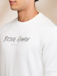 Being Human Men Brand Logo Printed Round Neck Cotton Pullover Sweatshirt