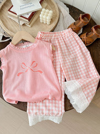 YK Girls Printed Top With Trouser Clothing Set