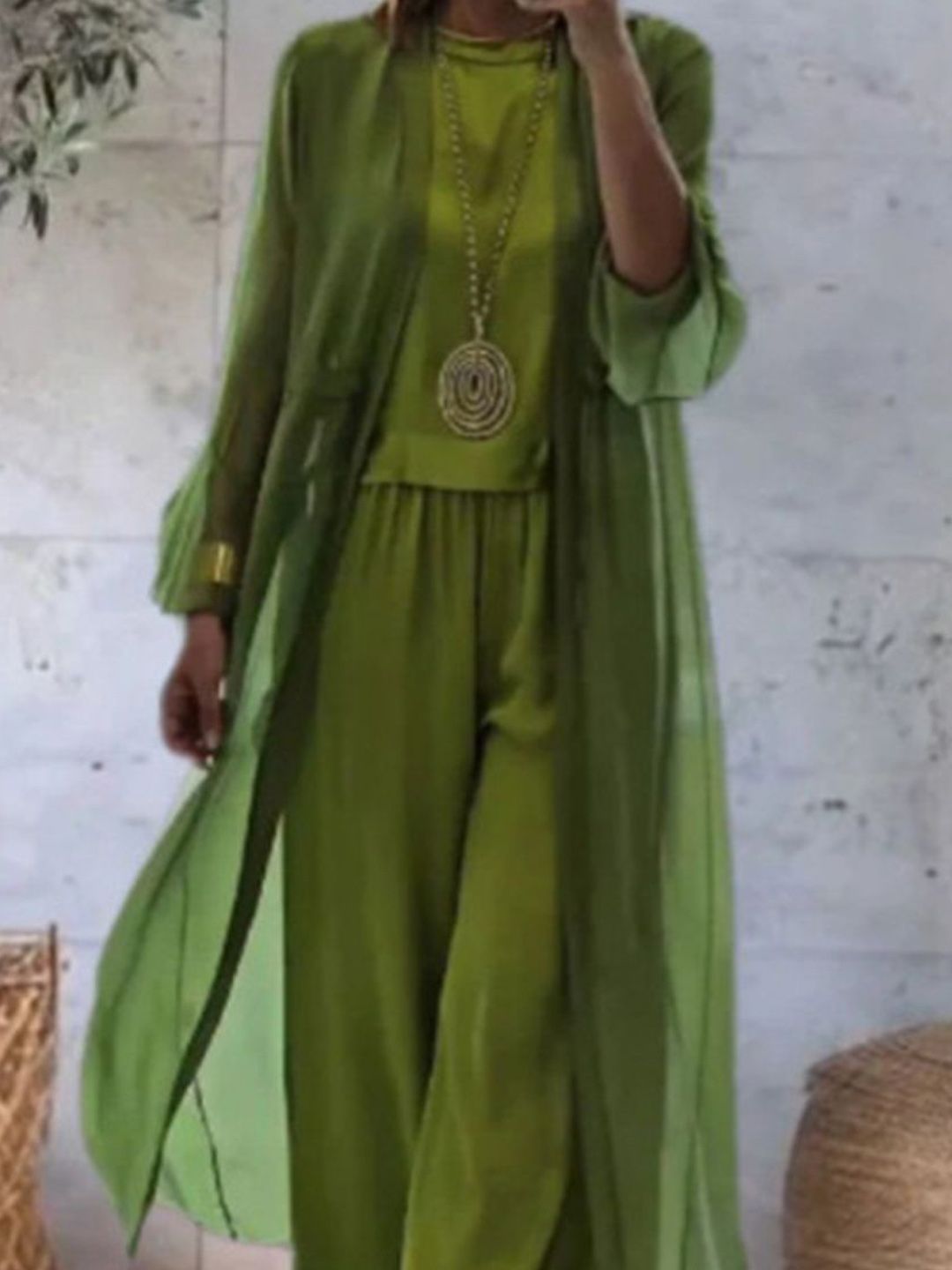 all about you Round Neck Top Jacket With Trousers Co-Ords