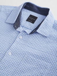 VASTRADO Men Classic Cutaway Collar Micro Checked Cotton Slim Fit Casual Shirt