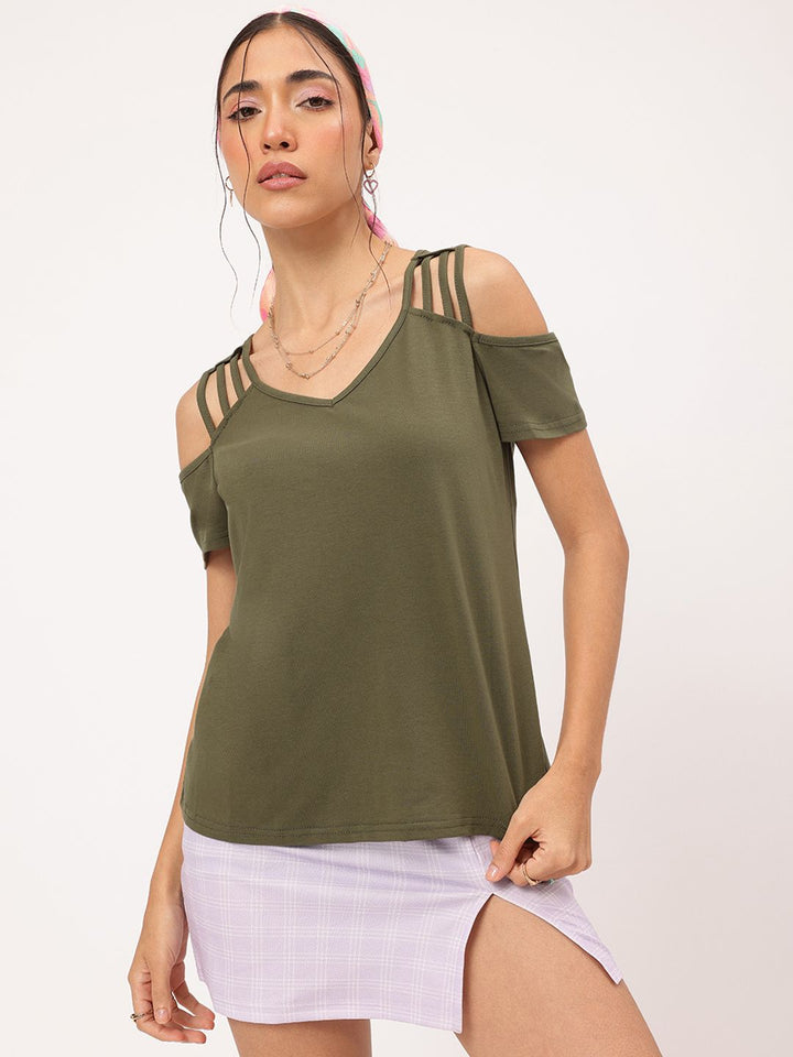 DressBerry Strappy Daze Cold-Shoulder Top