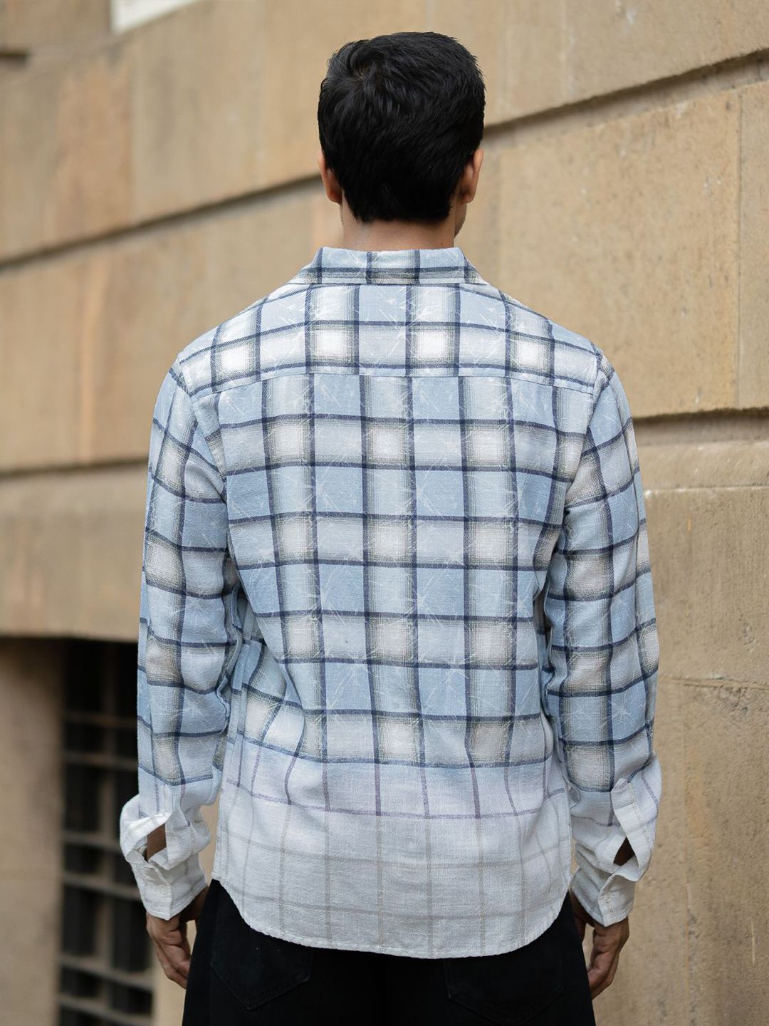 Powerlook Men Tartan Checks Checked Spread Collar Cotton Casual Shirt