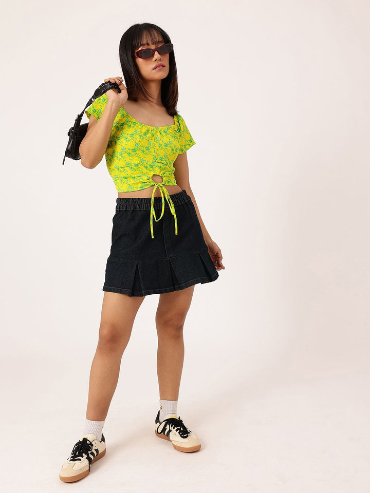 DressBerry Lush Loveliness Floral Keyhole Tie Crop Top