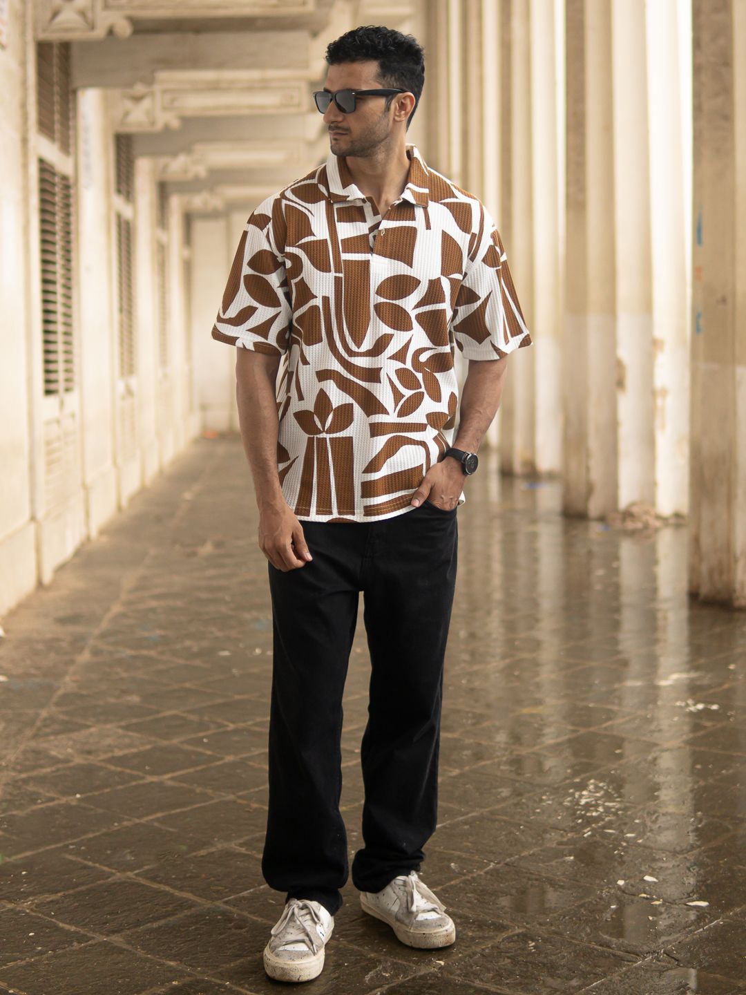 Powerlook Men Conversational Printed Polo Collar T-shirt