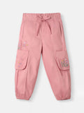 Nauti Nati Girls Cotton Cargo Joggers Floral Embroidery with Pockets