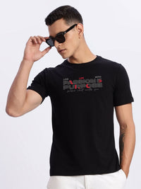 ADRO Men Typography Printed Round Neck Cotton T-shirt