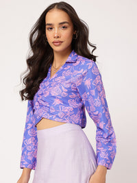 DressBerry Floral Fantasy Wrap Crop Top