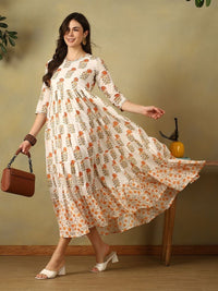 Mamicha Floral Print A-Line Midi Dress