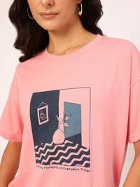 DressBerry Positive Energy Printed Drop-Shoulder Relaxed T-shirt
