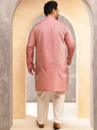 SOJANYA PLUS Motif Etnik Rekaan Tenunan Kolar Jacquard Silk Kurta Dengan Pijama