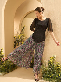 Antheaa Embellished Round Neck Top With Palazzo