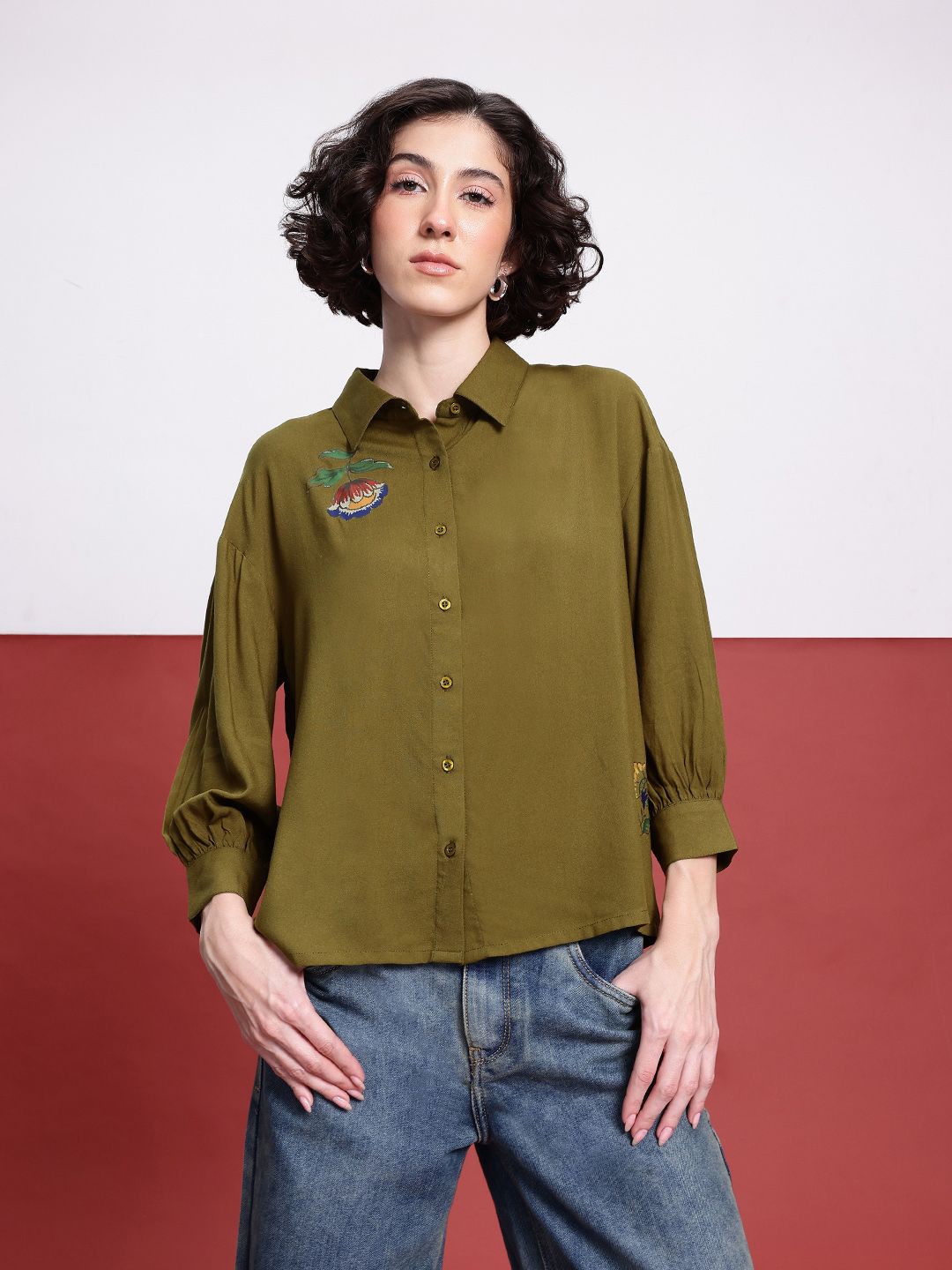 DressBerry Indie Blossom Printed Relaxed Fit Shirt