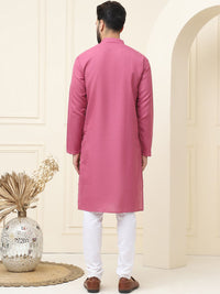 SOJANYA Kurta Lurus Linen Kapas Kolar Mandarin dengan Piyama
