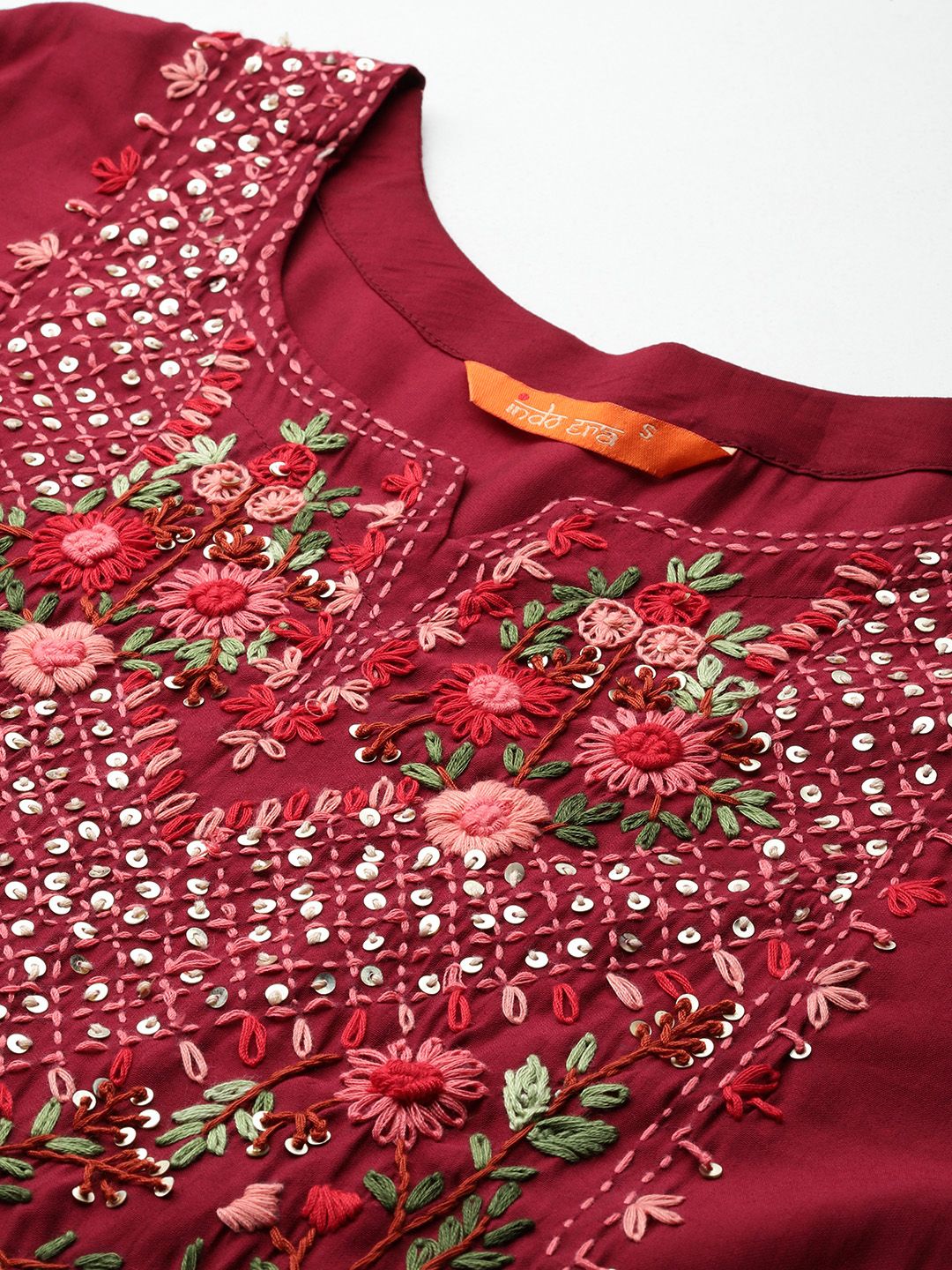 Indo Era Floral Embroidered Thread Work Kurta with Trousers & With Dupatta