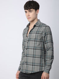 VASTRADO Men Classic Slim Fit Opaque Checked Casual Shirt