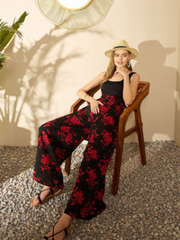 Berrylush Women Printed Round Neck Sleeveless Basic Jumpsuit