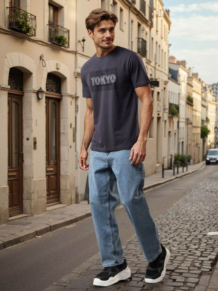 ADRO Men Typography Printed Round Neck Cotton T-shirt