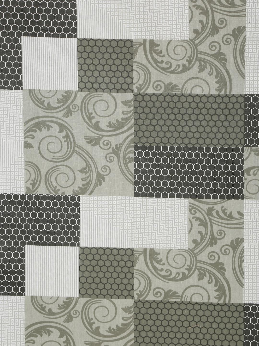 KLOTTHE Olive Green & White Geometric 400 TC King Bedsheet with 2 Pillow Covers