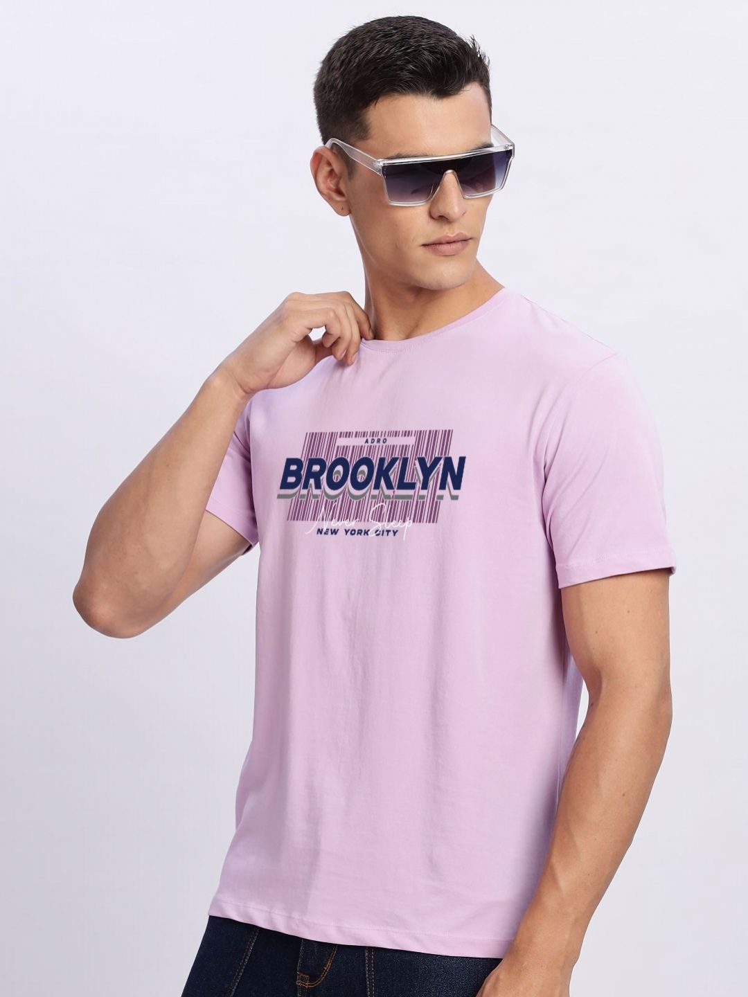 ADRO Typography Printed Round Neck Cotton T-shirt