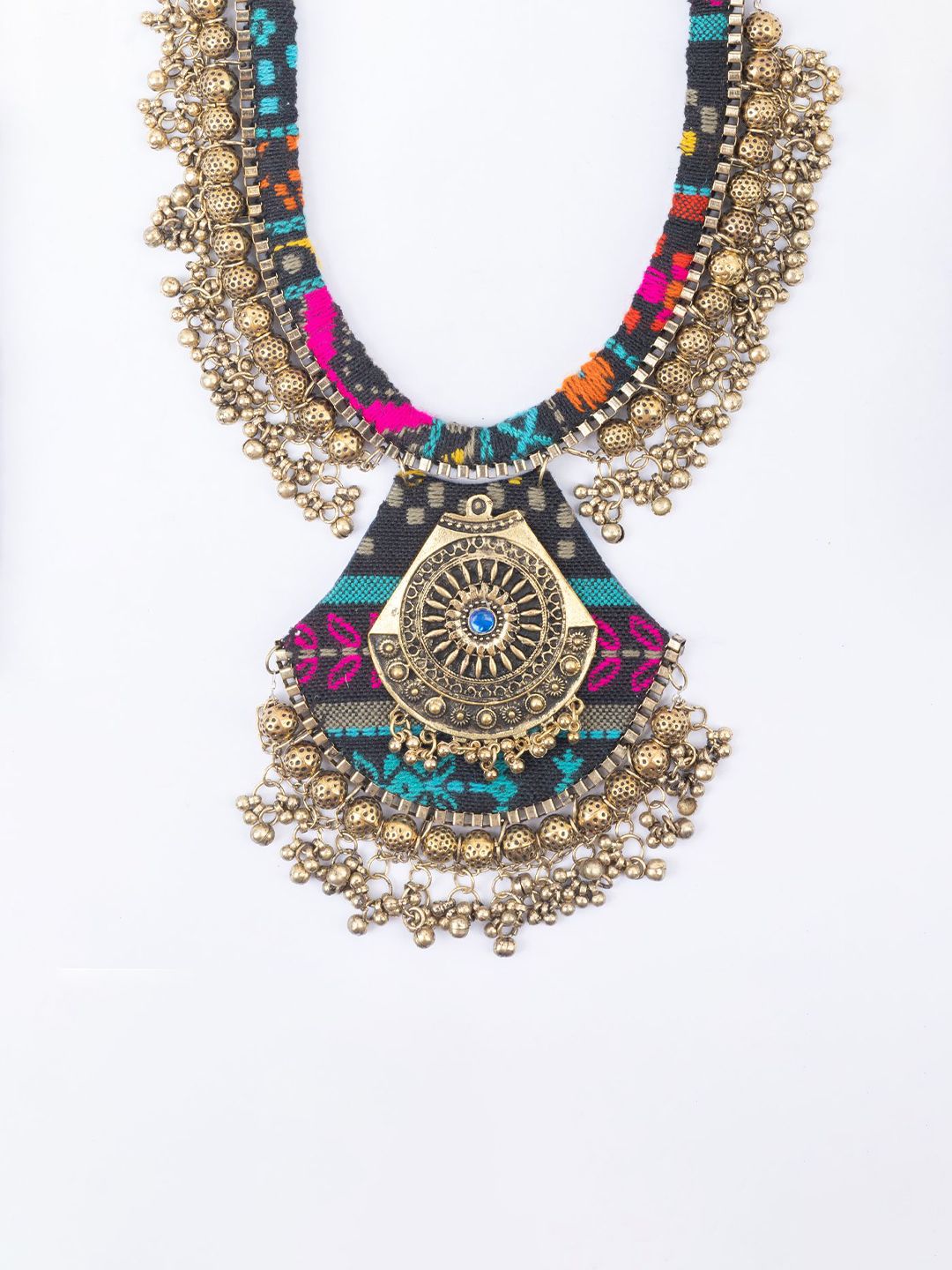 PANASH Gold-Plated Artificial Stones Studded Statement Necklace