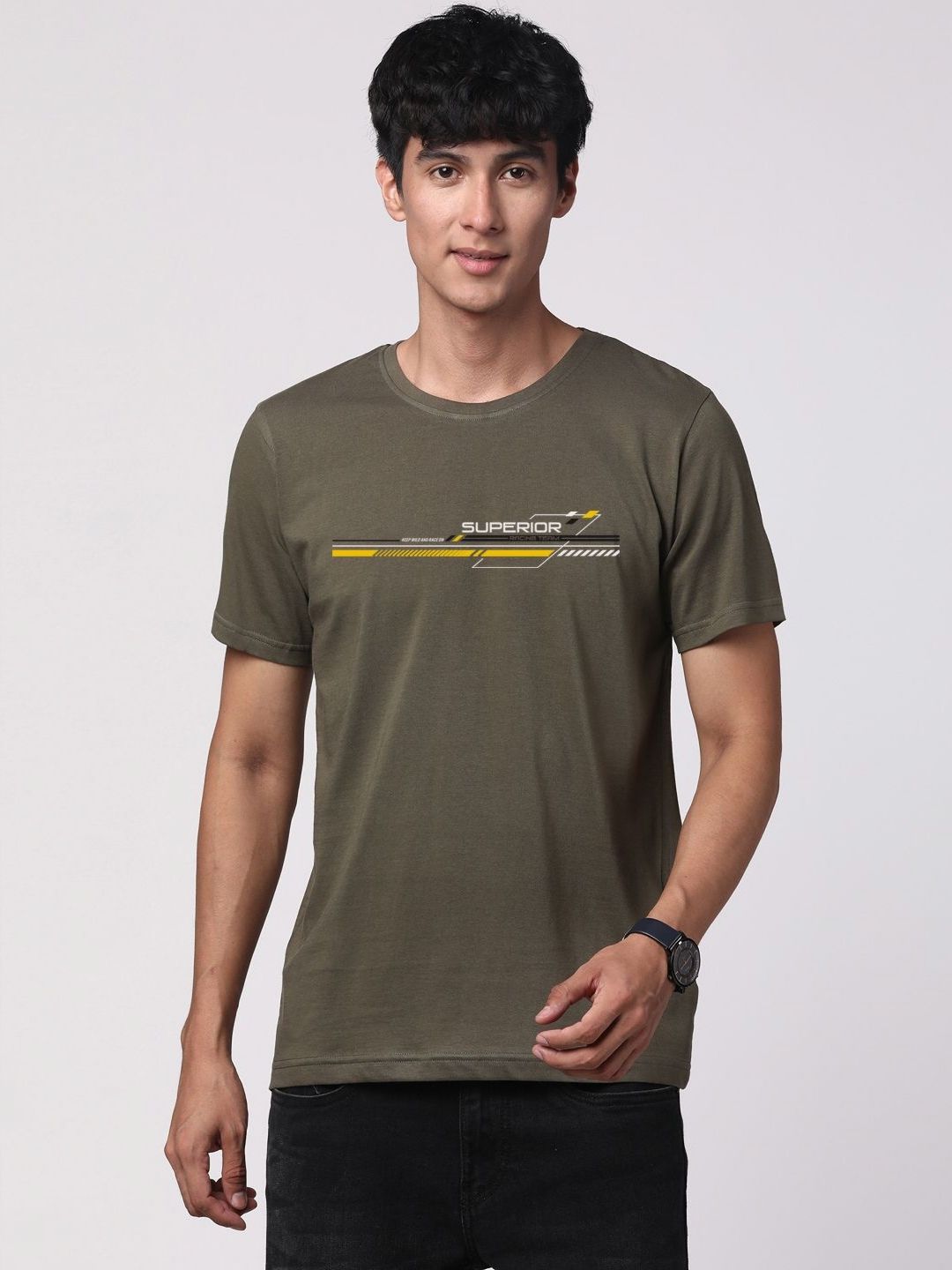 ADRO Men Graphic Printed Round Neck Cotton T-shirt
