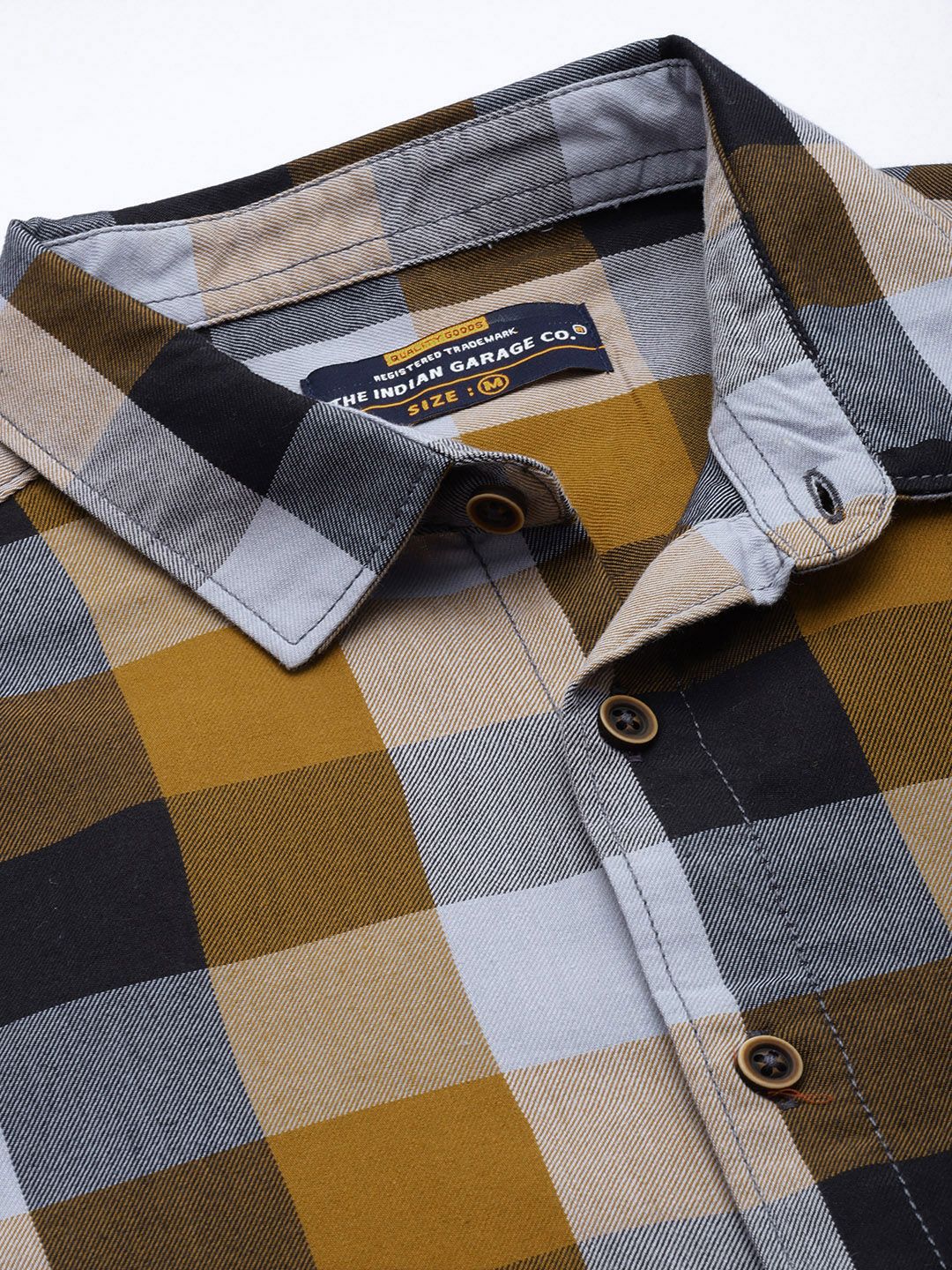 The Indian Garage Co Men Yellow Checked Casual Shirt