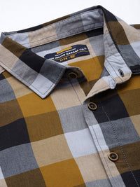 The Indian Garage Co Men Yellow Checked Casual Shirt