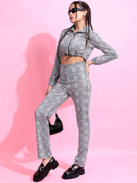 Tokyo Talkies Women Printed Crop Top & High-Rise Trouser