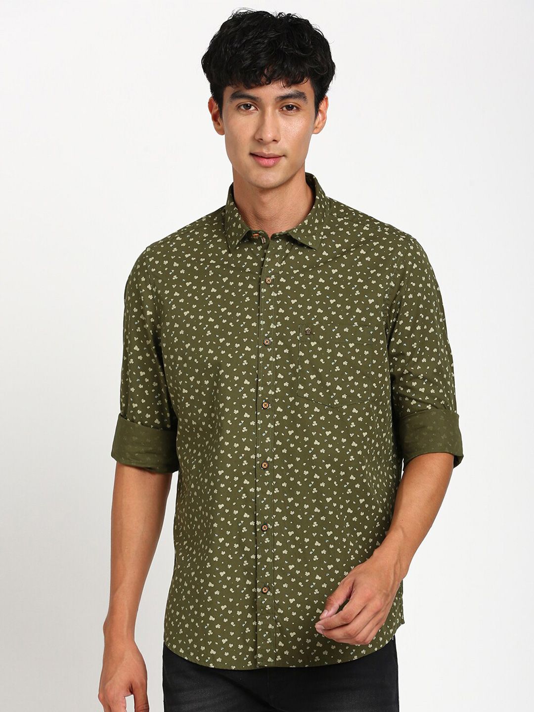 Turtle Relaxed Slim Fit Abstract Printed Casual Pure Cotton Shirt