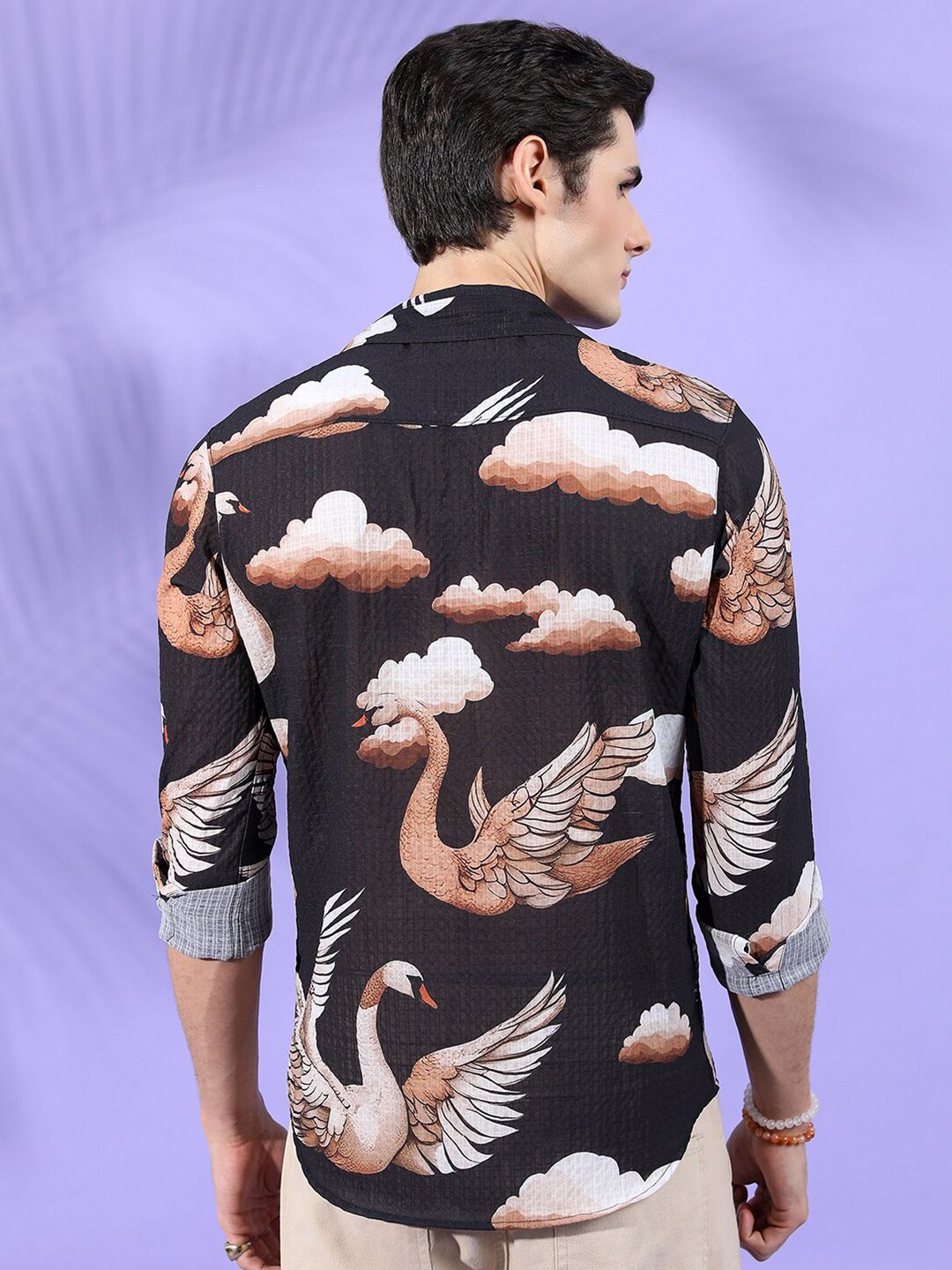 The Indian Garage Co Men Relaxed Fit Conversational Print Textuted Resortwear Shirt