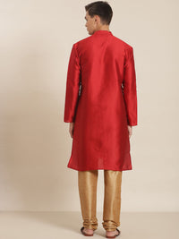 SOJANYA Kurta Rekaan Tenunan Merah Lelaki