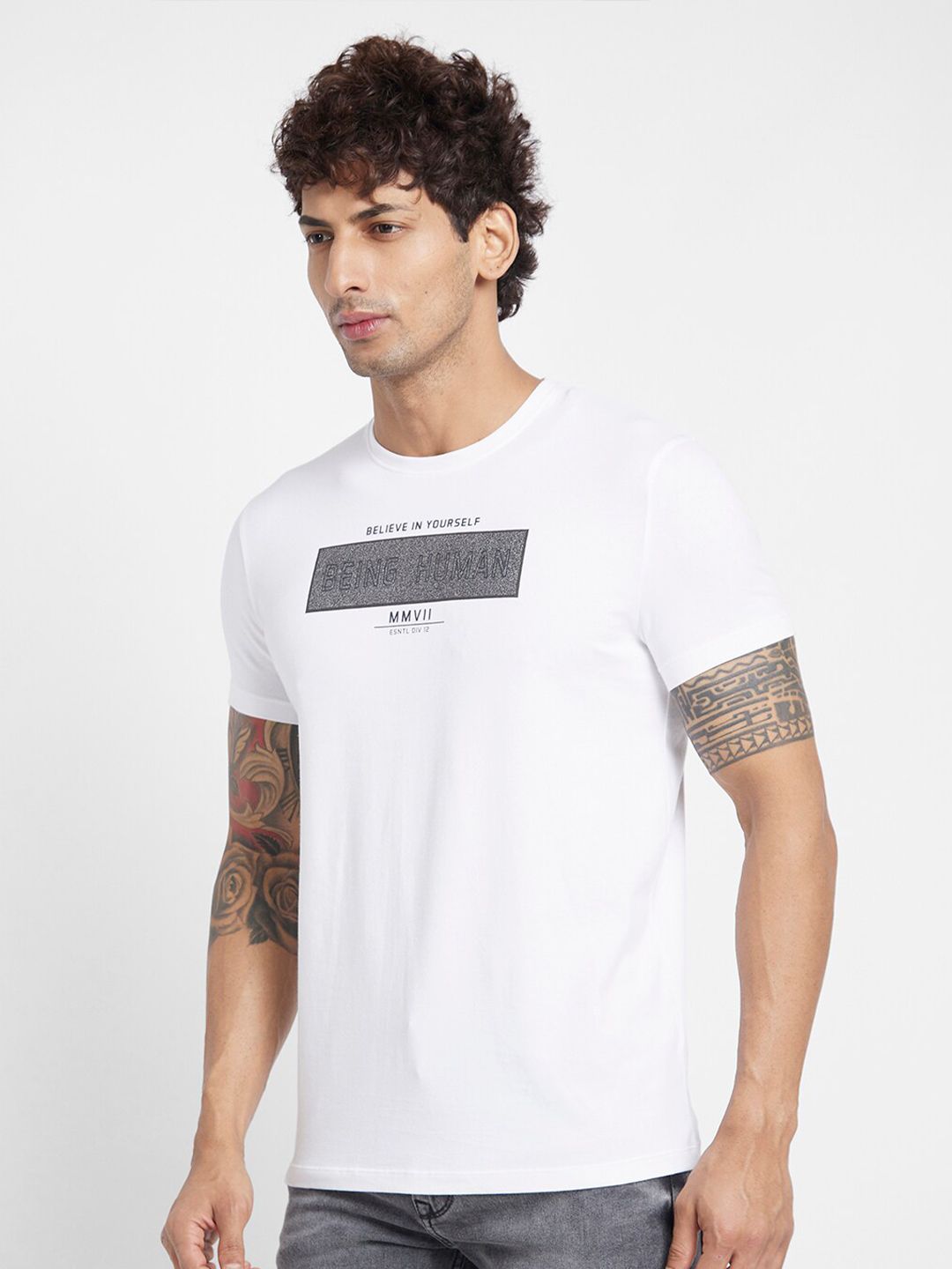 Being Human Typography Printed Regular Fit T-shirt